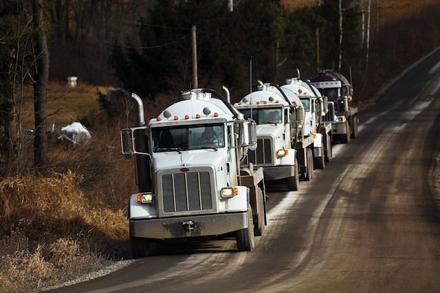 Trucks rumble through bucolic Pennsylvania carrying chemicals to shoot deep into the Earth